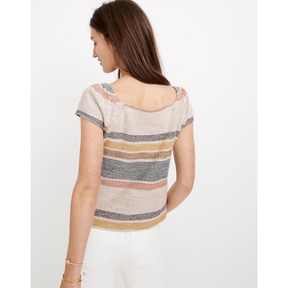 Madewell Texture & Thread Striped Button Front Top - Picture 2 of 6